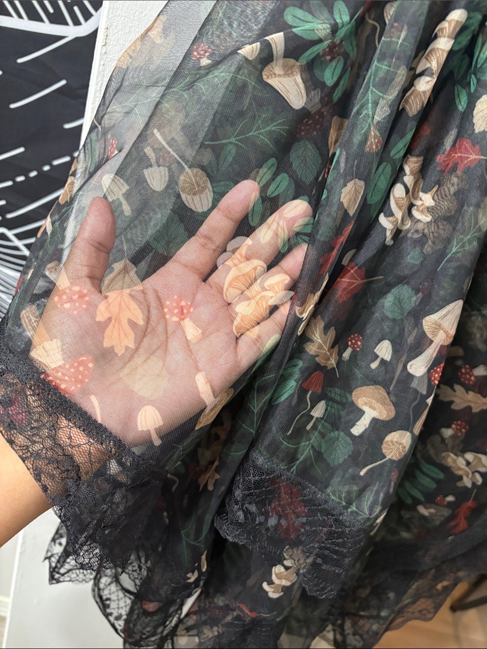 3X ROMWE Sheer Skirt with Mushroom Print - Picture 3 of 7